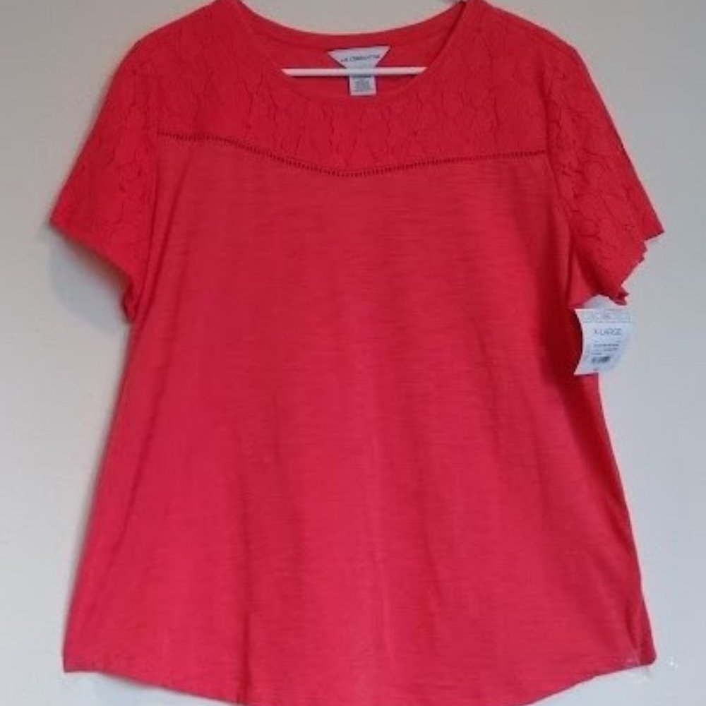NWT, Lady's Short Sleeve Red Liz Claborne Top.  Size XL